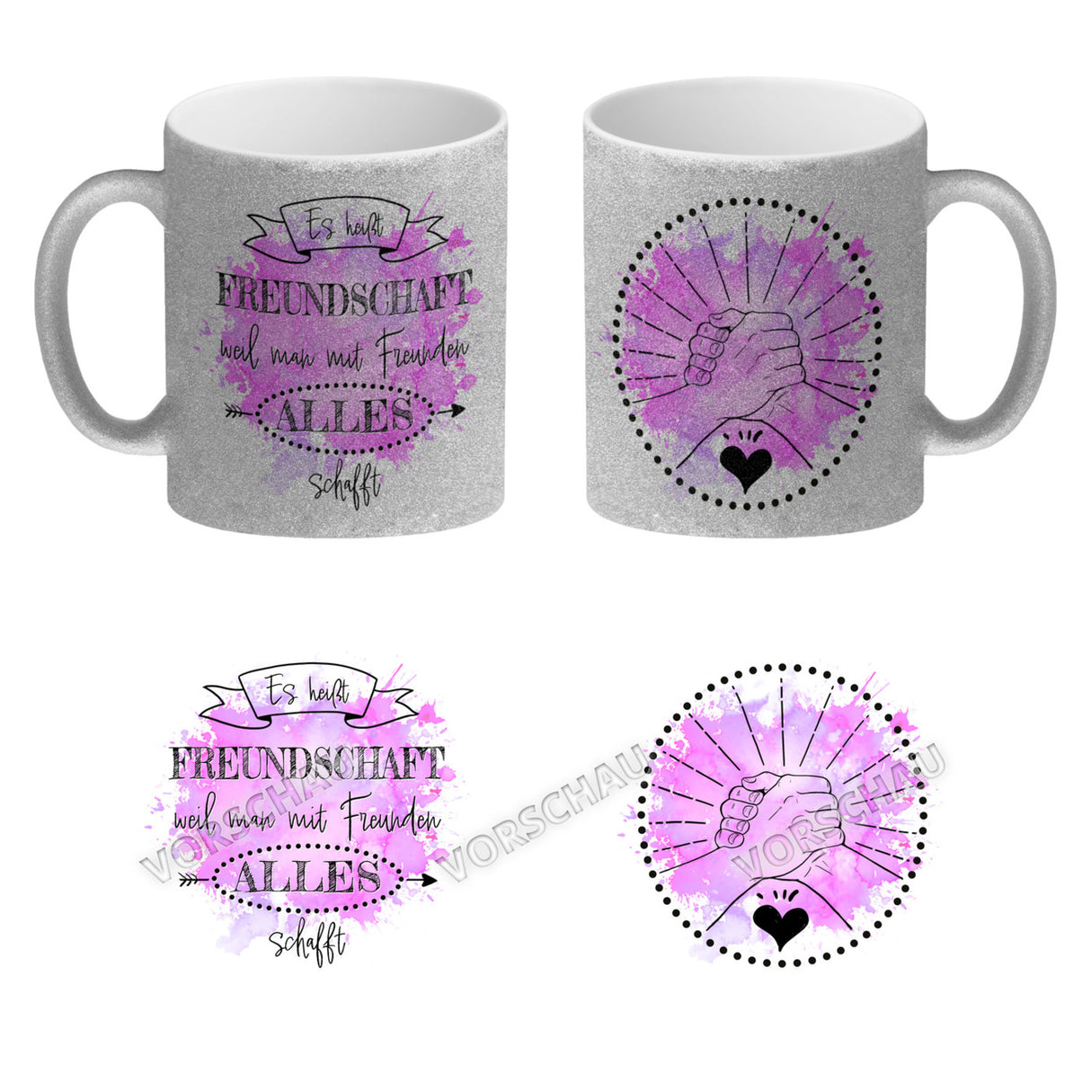 Freundschaft Kaffeebecher in violett mit tollem Spruch