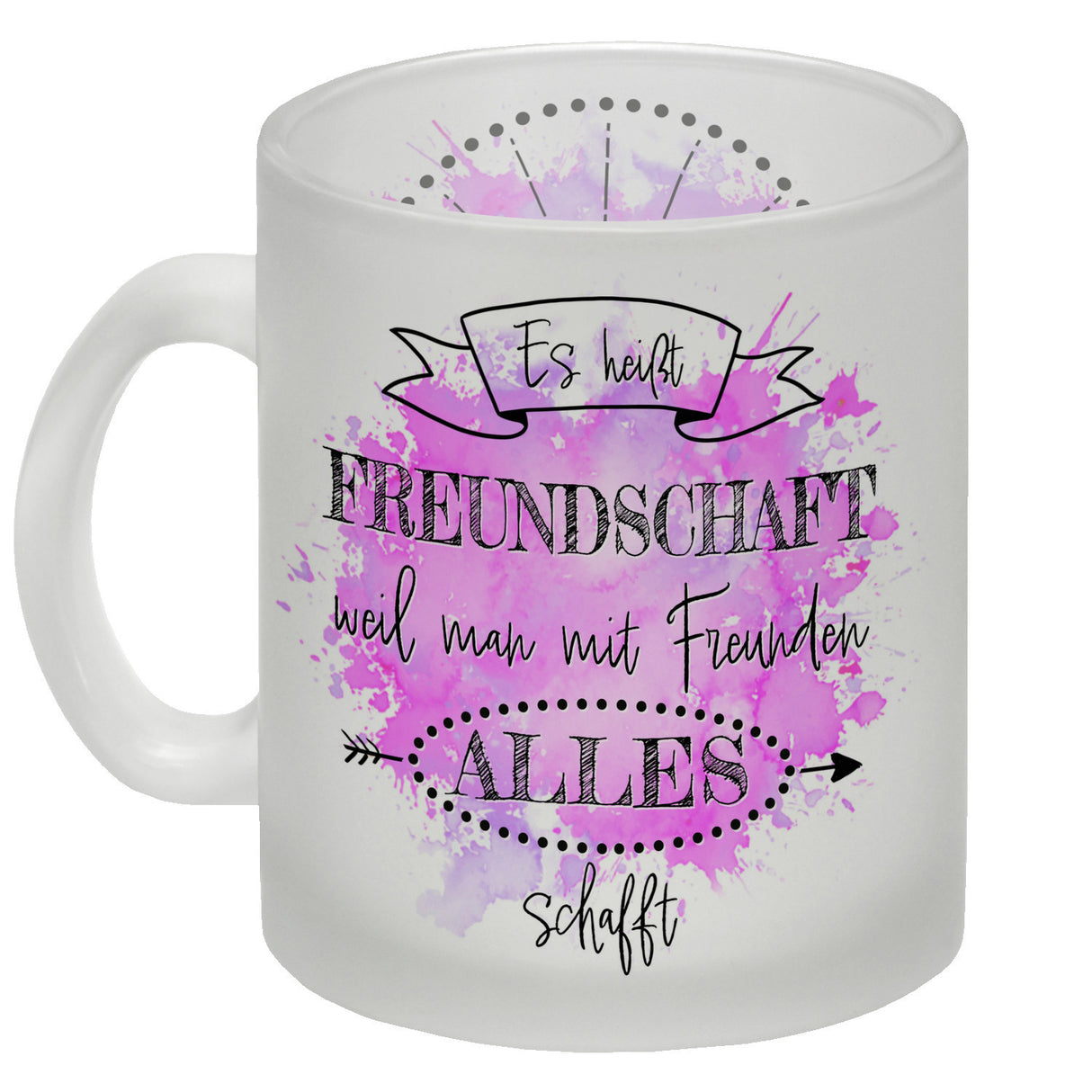 Freundschaft Kaffeebecher in violett mit tollem Spruch