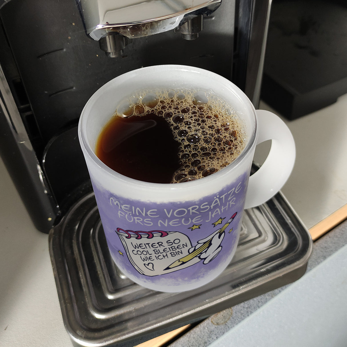 Vorsätze fürs neue Jahr Kaffeebecher mit ironischem Spruch