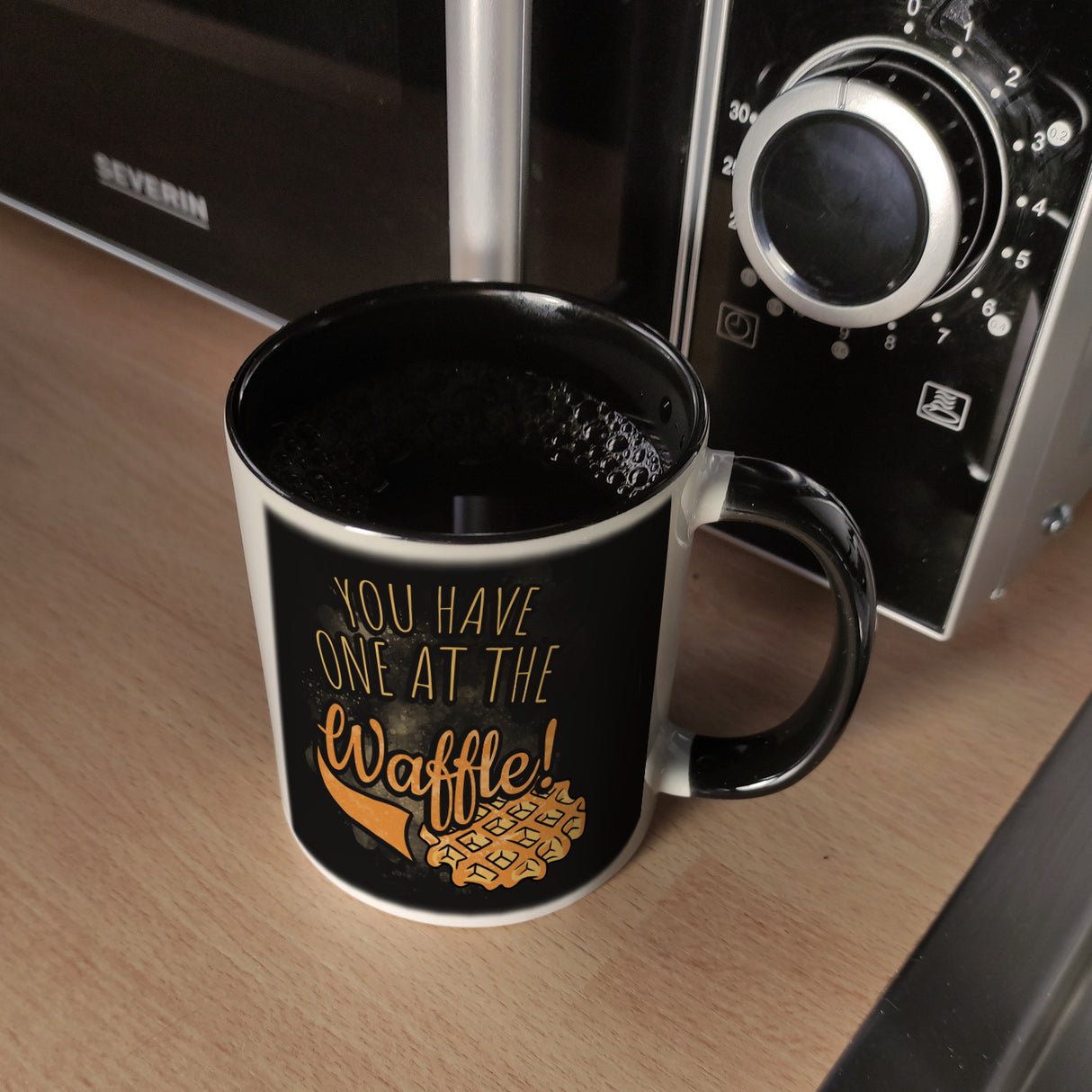 You have one at the waffle Kaffeebecher in Denglisch