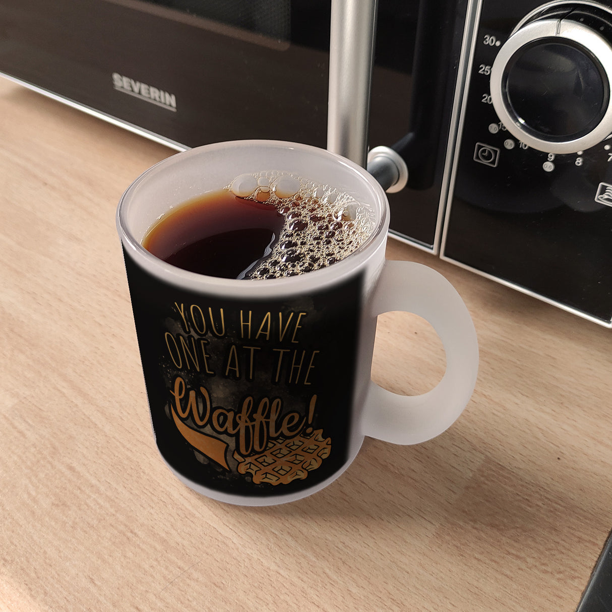 You have one at the waffle Kaffeebecher in Denglisch