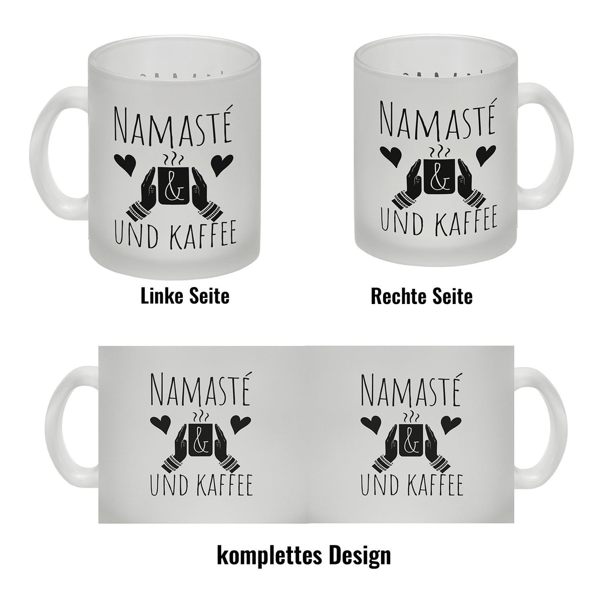 Namasté und Kaffee Kaffeebecher mit entspannendem Motiv