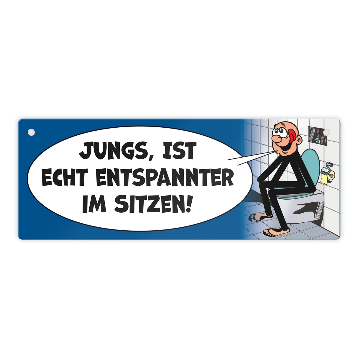 Bitte im sitzen pinkeln Metallschild im Comic-Stil