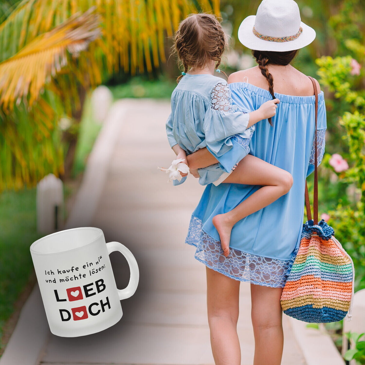 Lieb dich Kaffeebecher mit lustigem Spruch und Herzen