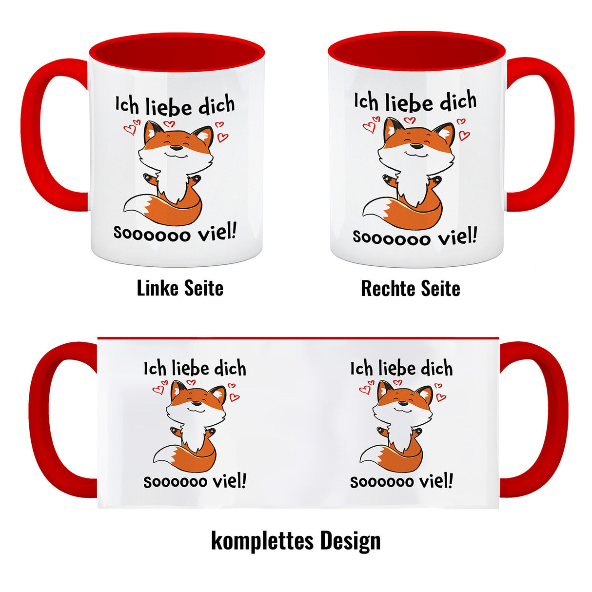 Ich liebe dich soooooo viel Kaffeebecher mit niedlichem Fuchs