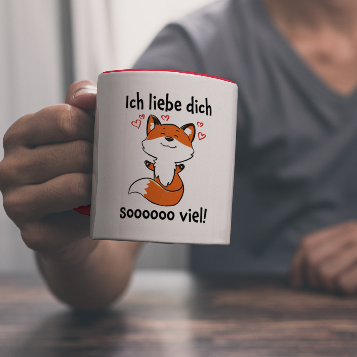 Ich liebe dich soooooo viel Kaffeebecher mit niedlichem Fuchs