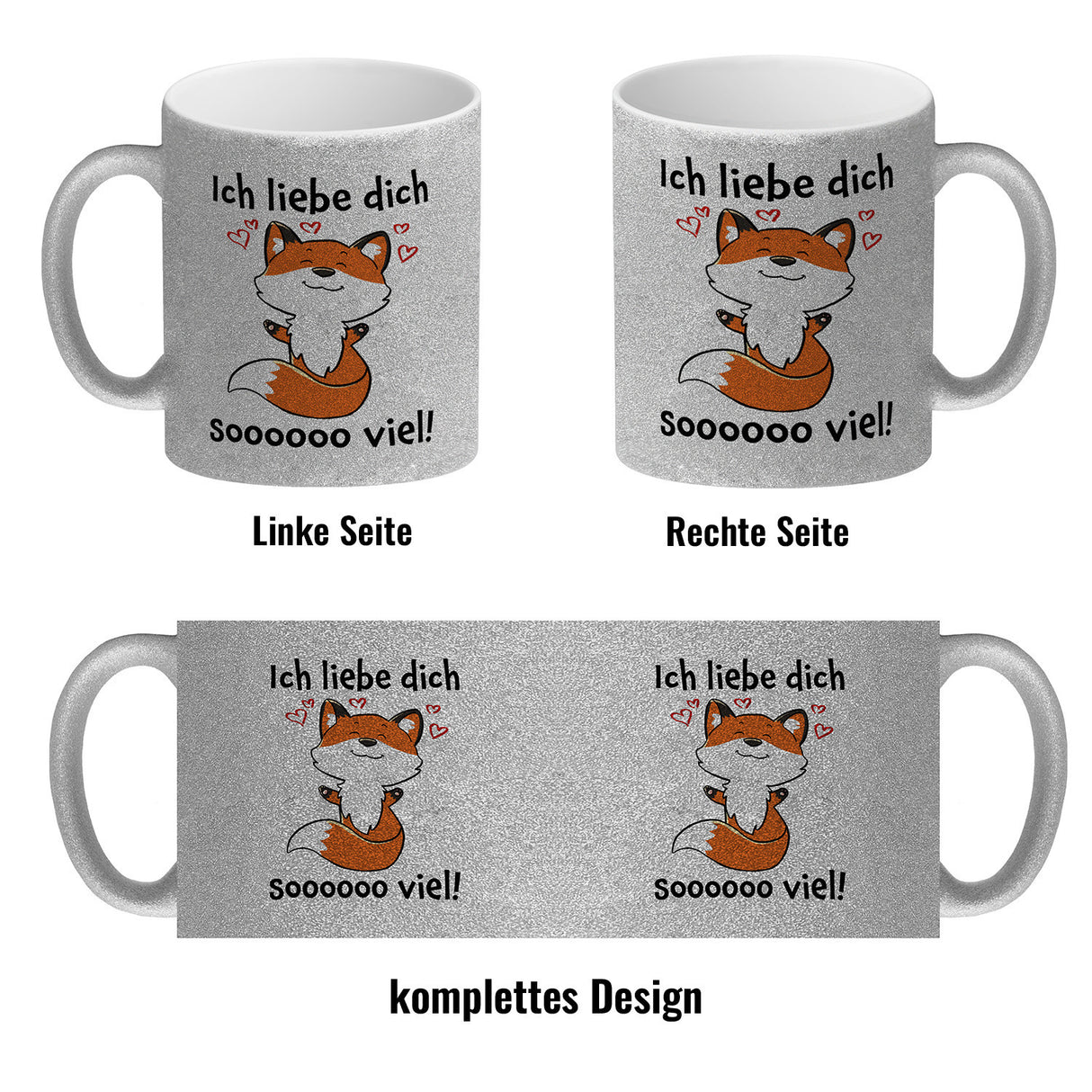 Ich liebe dich soooooo viel Kaffeebecher mit niedlichem Fuchs