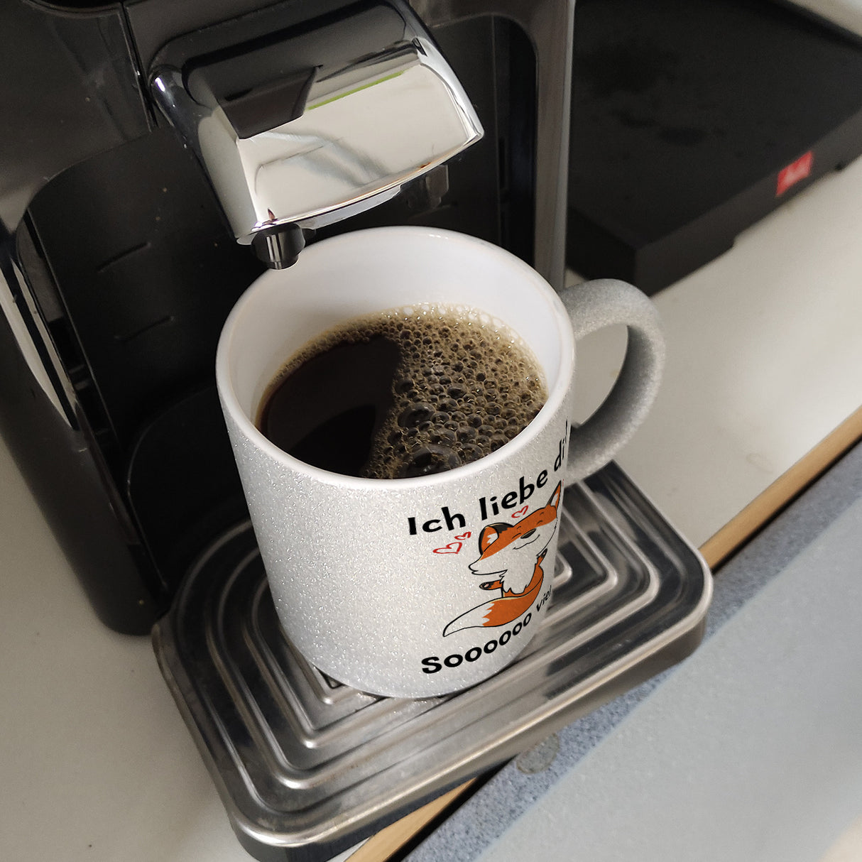 Ich liebe dich soooooo viel Kaffeebecher mit niedlichem Fuchs
