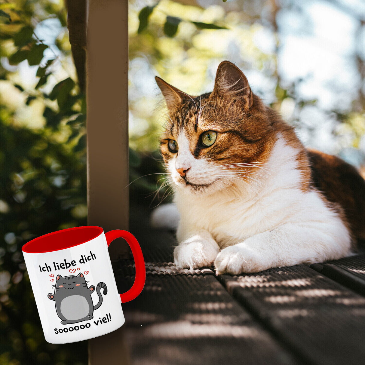 Ich liebe dich soooooo viel Kaffeebecher mit niedlicher Katze