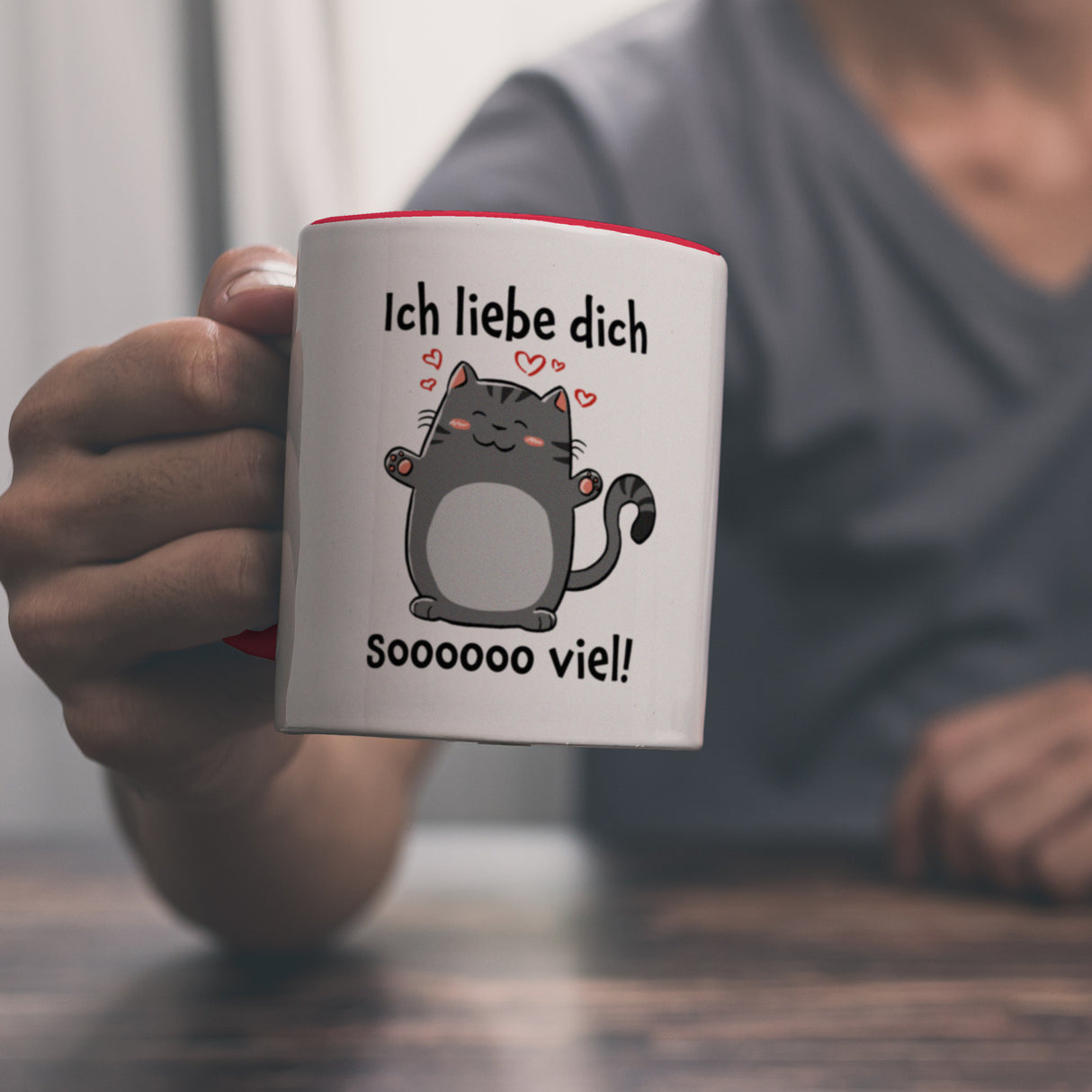 Ich liebe dich soooooo viel Kaffeebecher mit niedlicher Katze