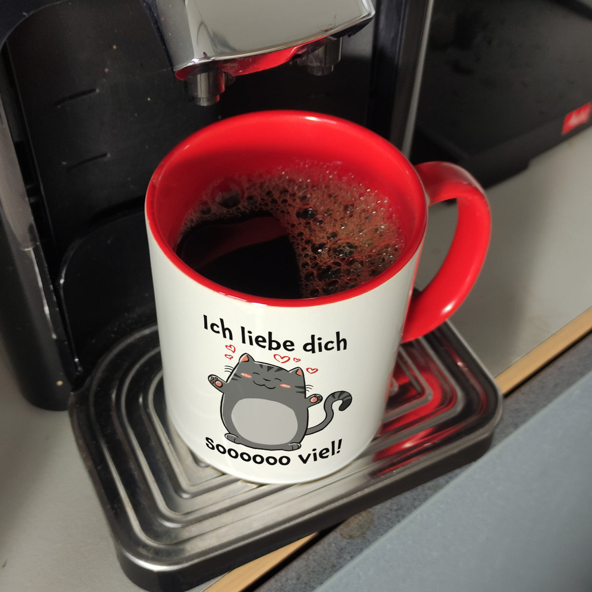 Ich liebe dich soooooo viel Kaffeebecher mit niedlicher Katze