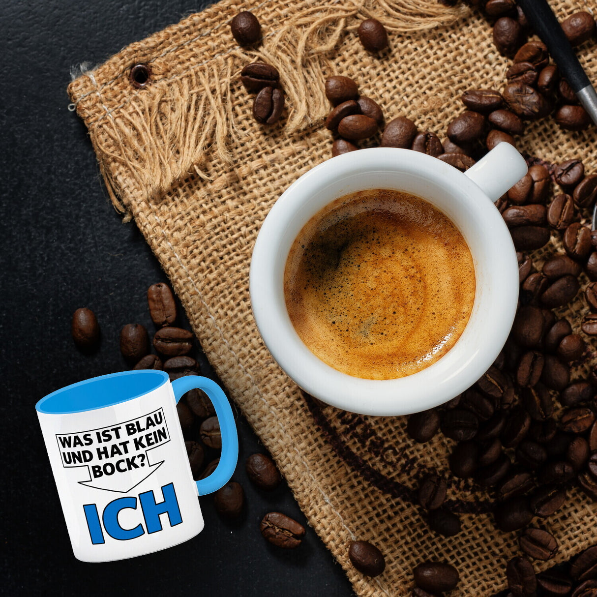 Was ist blau und hat kein Bock? - ICH Kaffeebecher