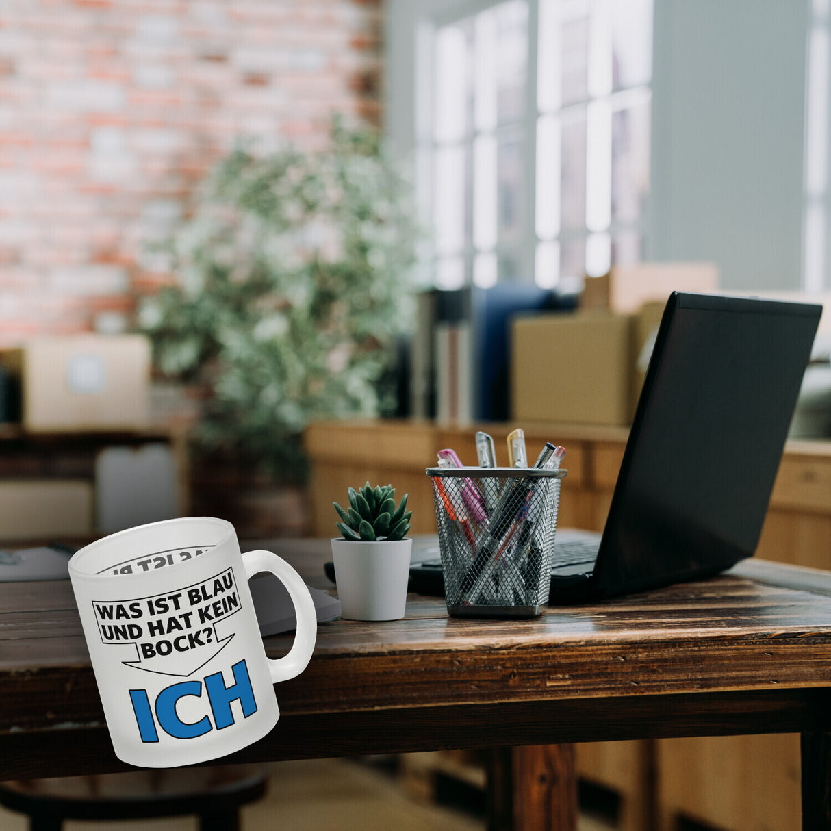 Was ist blau und hat kein Bock? - ICH Kaffeebecher