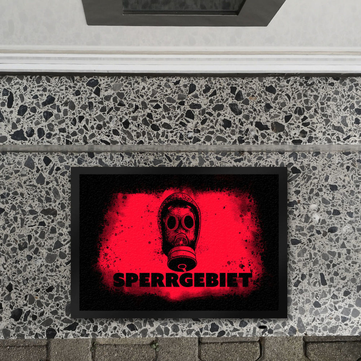 Sperrgebiet Fußmatte mit Gasmaskenmotiv
