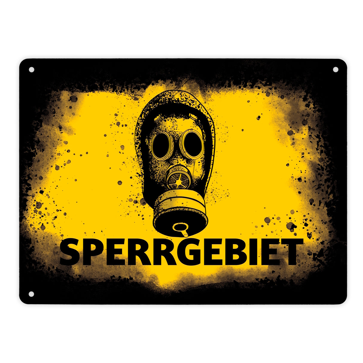 Sperrgebiet Metallschild mit Gasmaskenmotiv