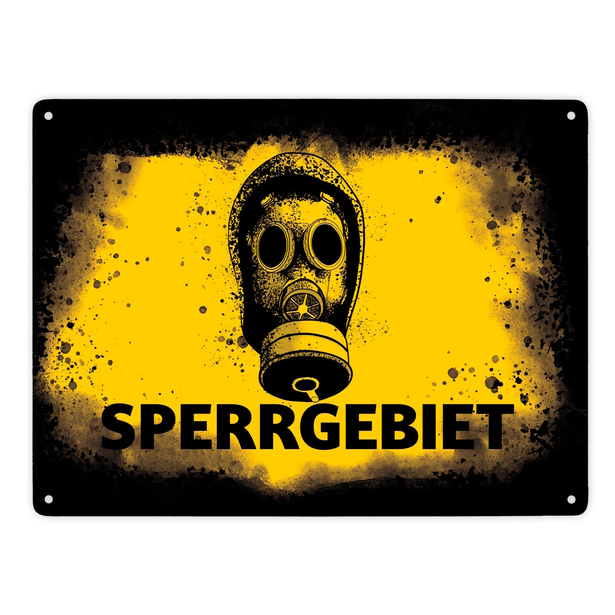 Sperrgebiet Metallschild mit Gasmaskenmotiv