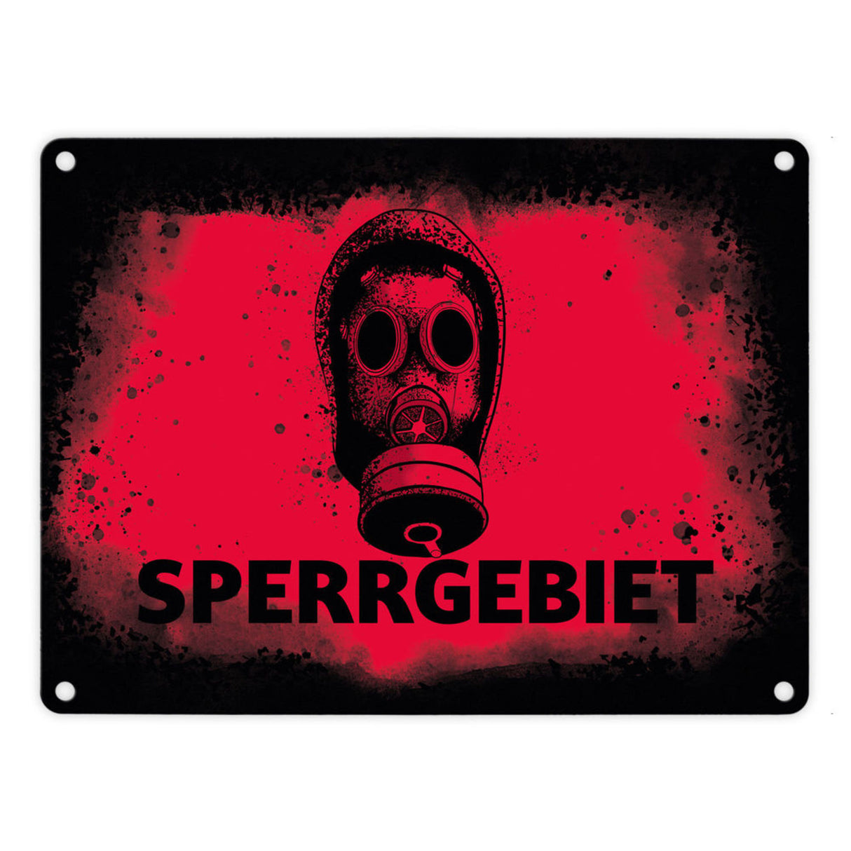 Sperrgebiet Metallschild mit Gasmaskenmotiv