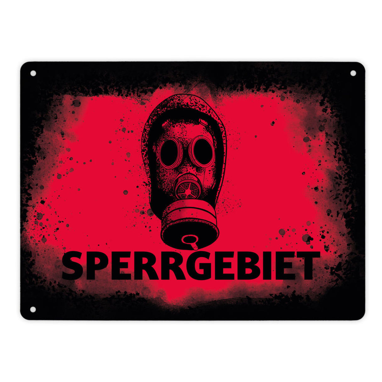Sperrgebiet Metallschild mit Gasmaskenmotiv