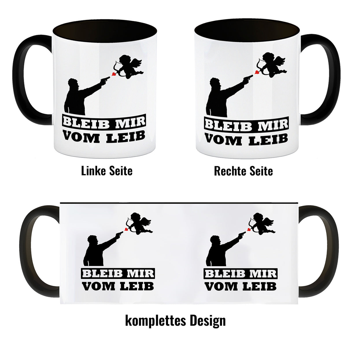 Bleib mir vom Leib Kaffeebecher mit Amor Motiv