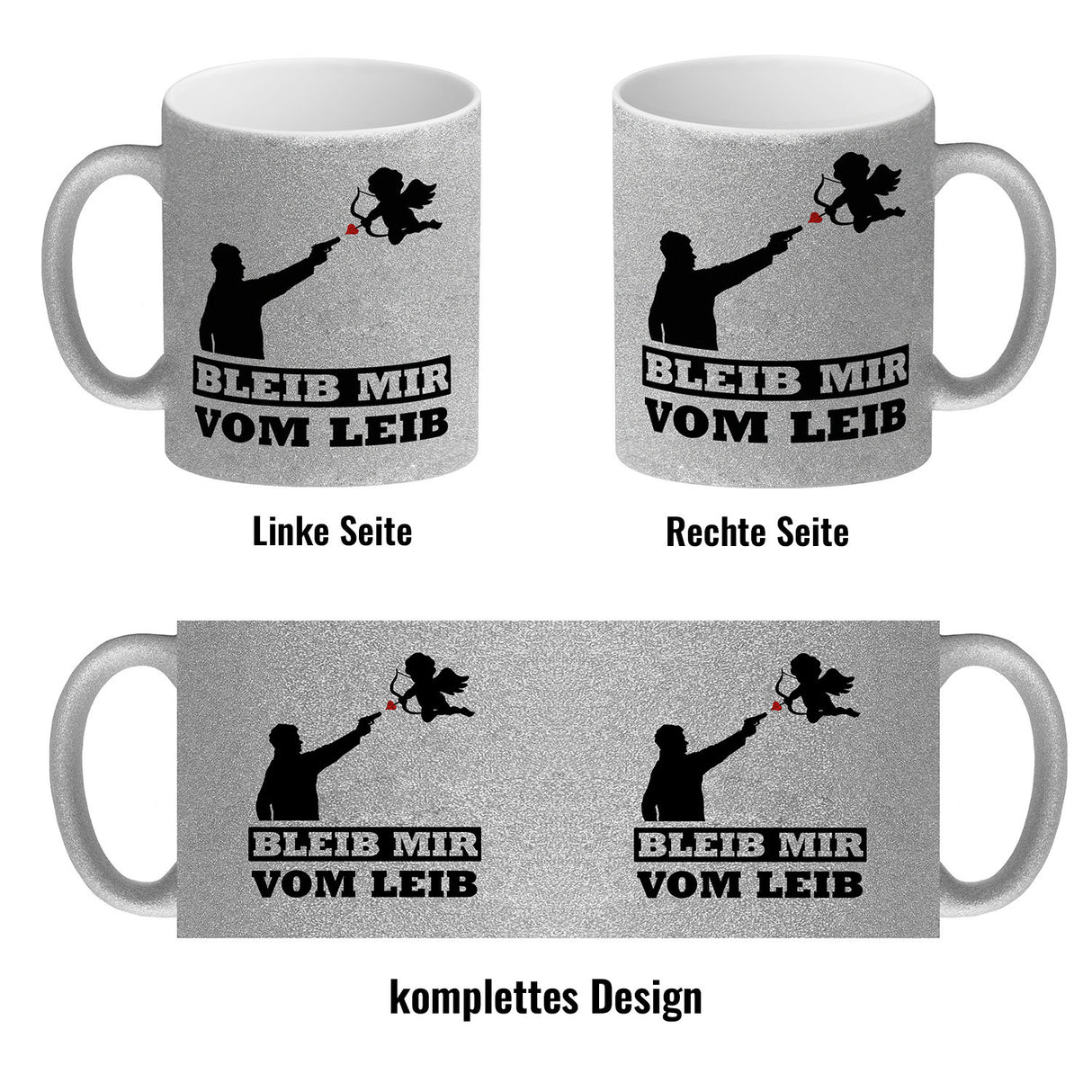 Bleib mir vom Leib Kaffeebecher mit Amor Motiv