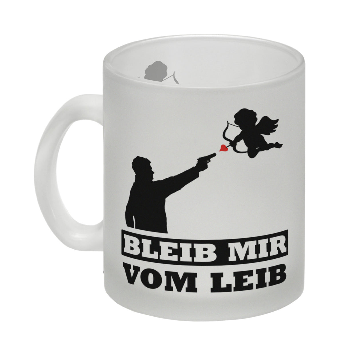 Bleib mir vom Leib Kaffeebecher mit Amor Motiv