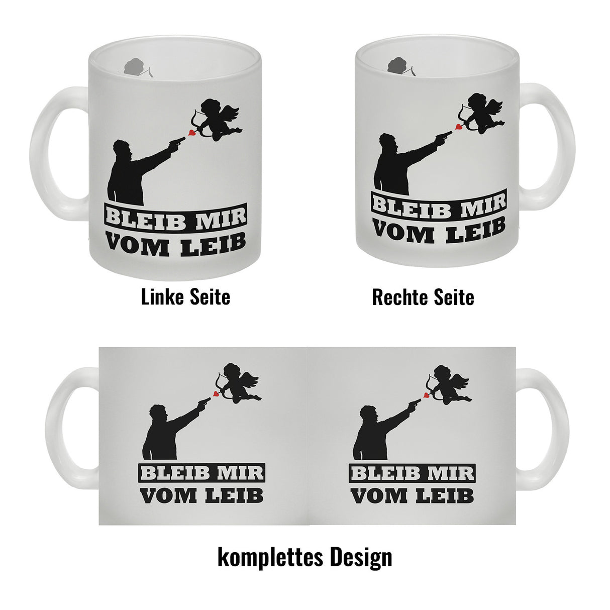Bleib mir vom Leib Kaffeebecher mit Amor Motiv