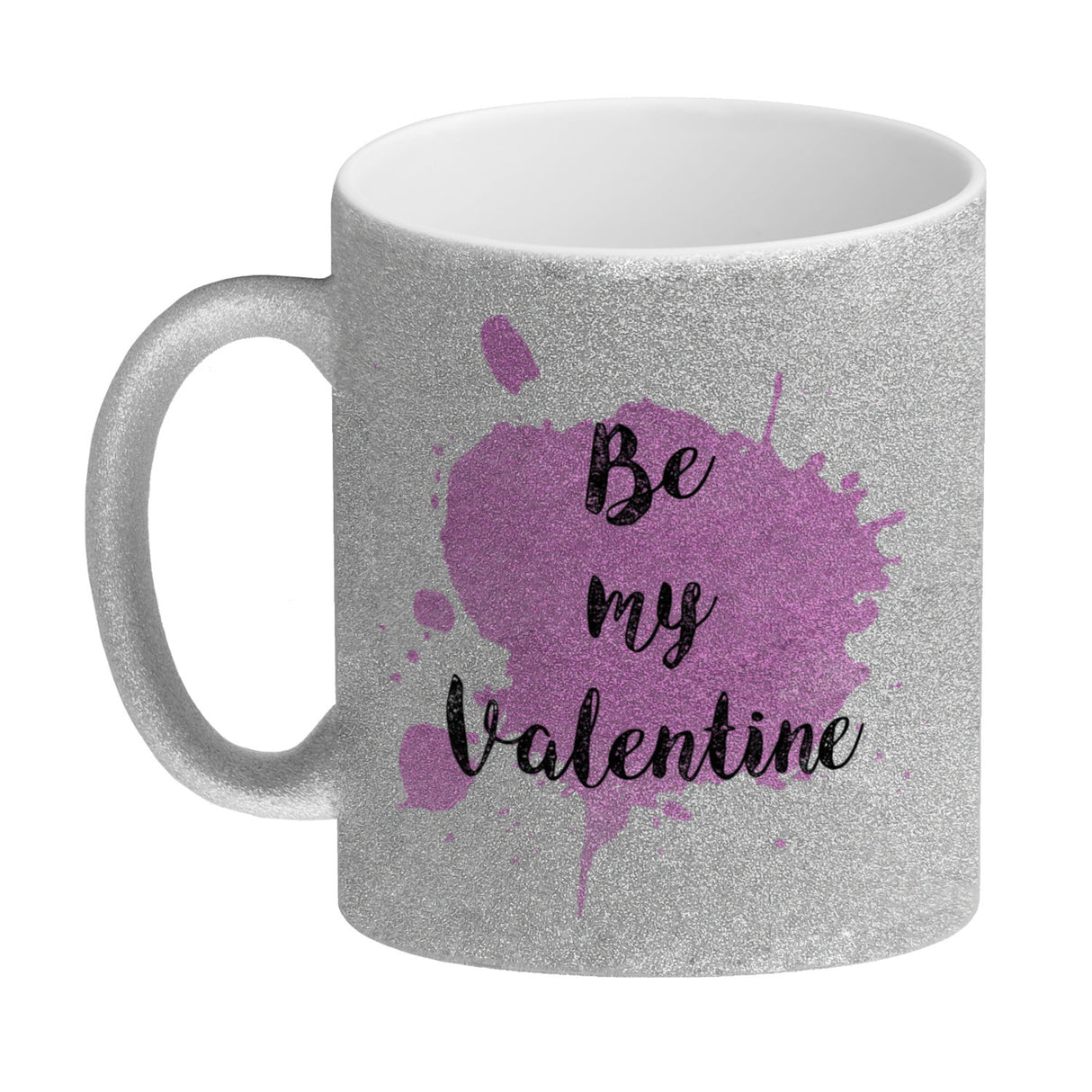 Be my Valentine Kaffeebecher mit rosa Farbkleks