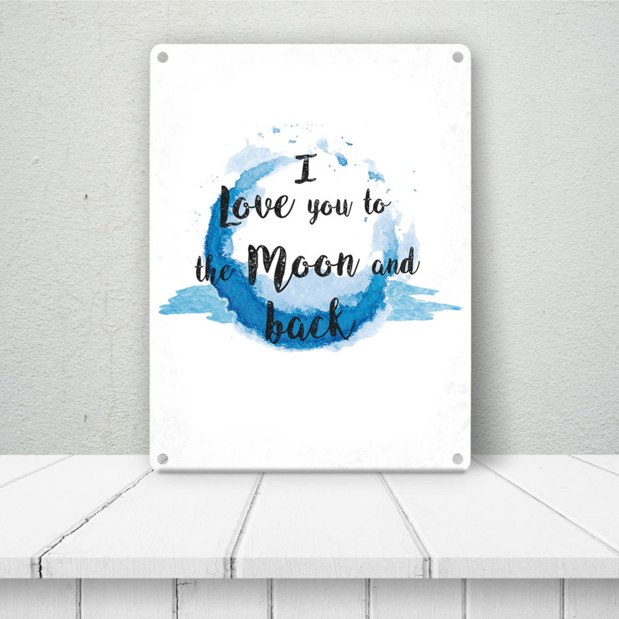 I love you to the Moon and back Valentinstag Metallschild in lila