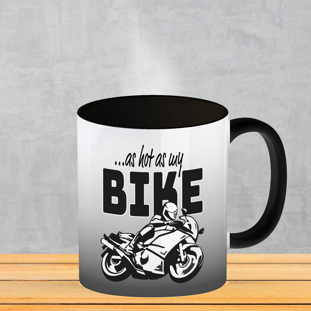 As hot as my Bike Kaffeebecher mit coolem Motorradfahrer Motiv in lila