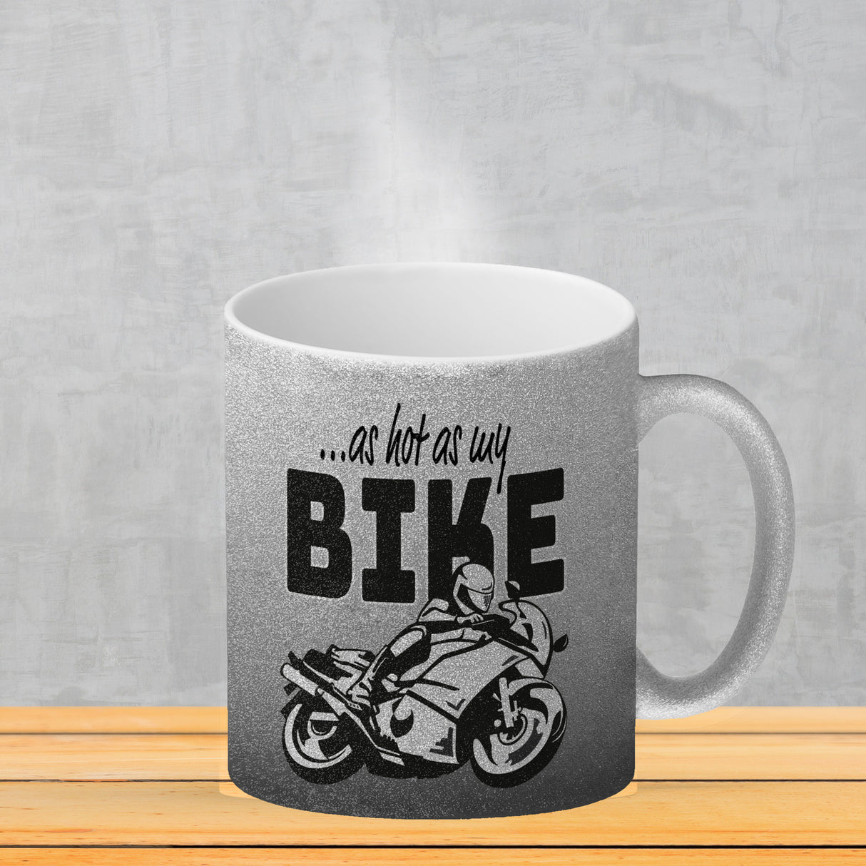 As hot as my Bike Kaffeebecher mit coolem Motorradfahrer Motiv in lila