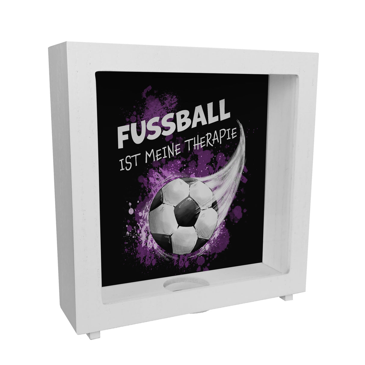 Fußball ist meine Therapie Spardose mit Fußball-Motiv