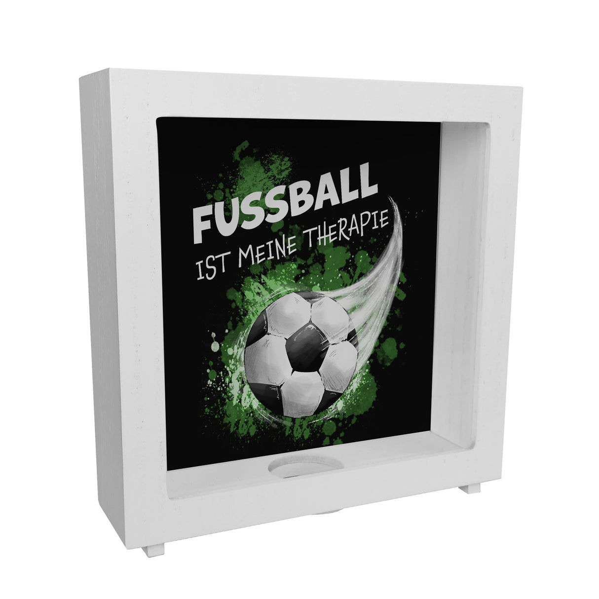 Fußball ist meine Therapie Spardose mit Fußball-Motiv