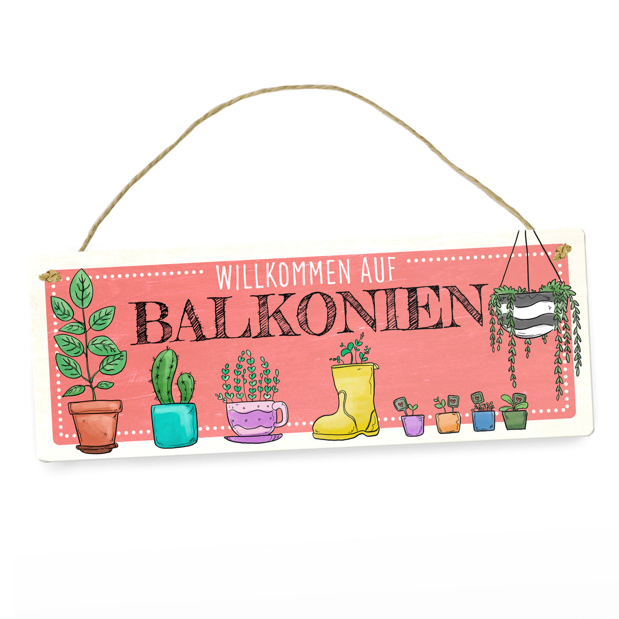 Willkommen auf Balkonien Metallschild in türkis