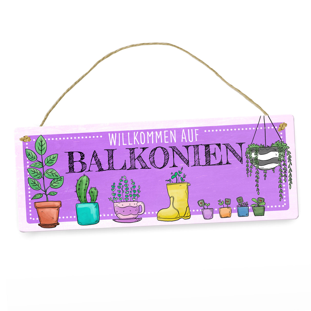 Willkommen auf Balkonien Metallschild in türkis