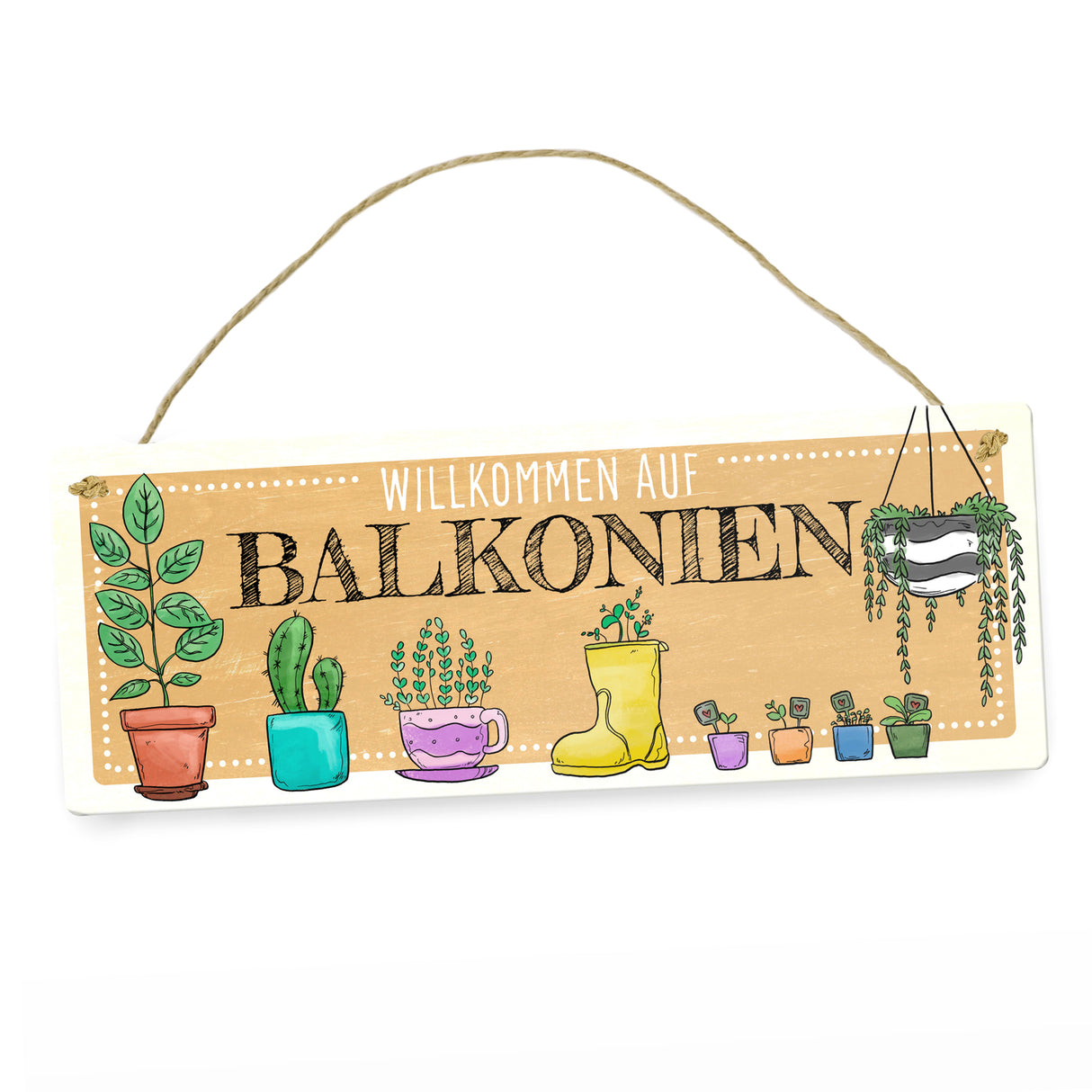 Willkommen auf Balkonien Metallschild in türkis