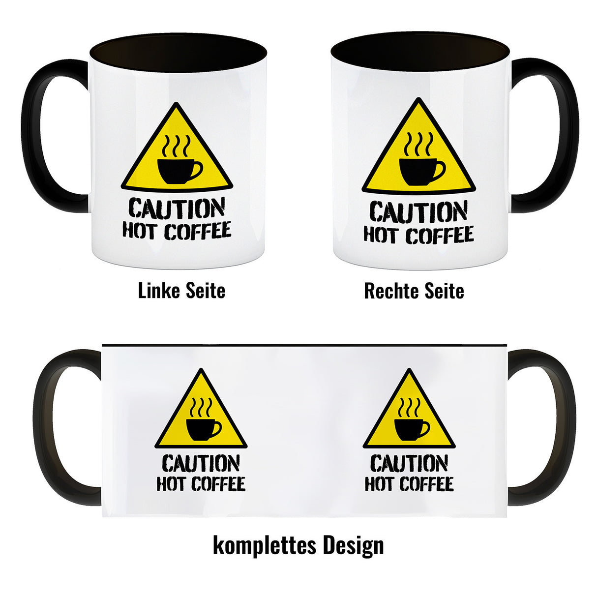 Caution Hot Coffee Kaffeebecher mit Warnsymbol