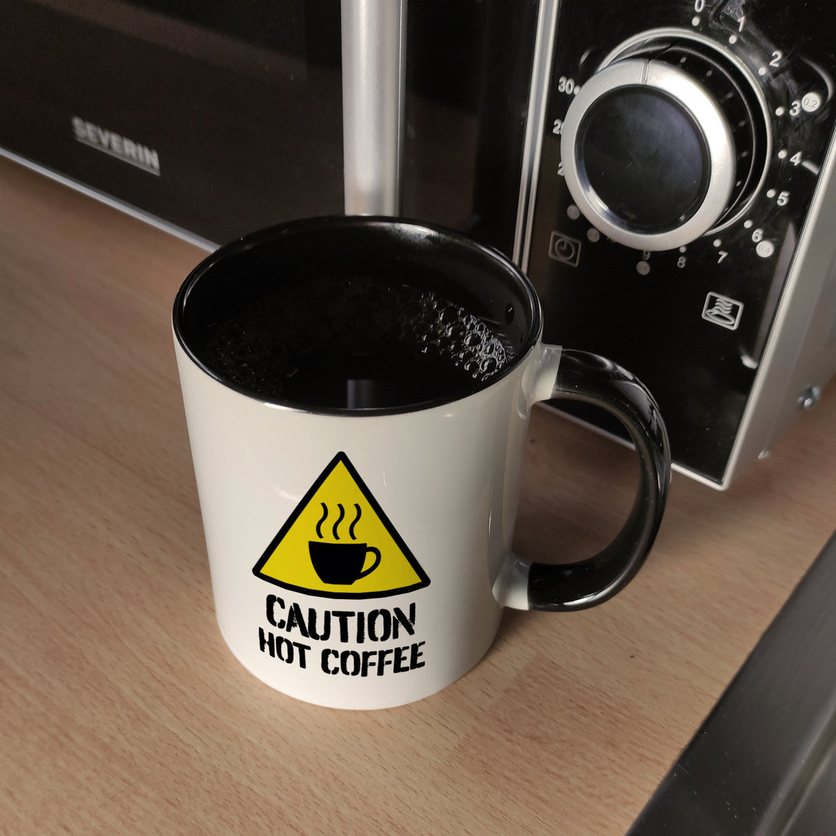Caution Hot Coffee Kaffeebecher mit Warnsymbol