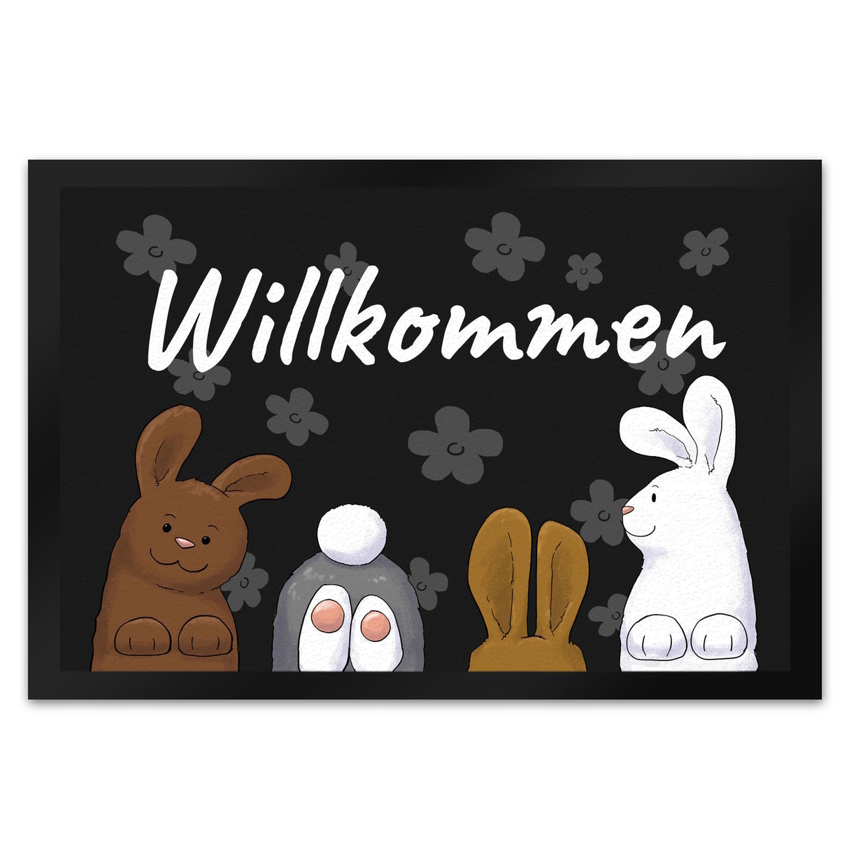 Willkommen Fußmatte mit lustigem Hasen-Motiv