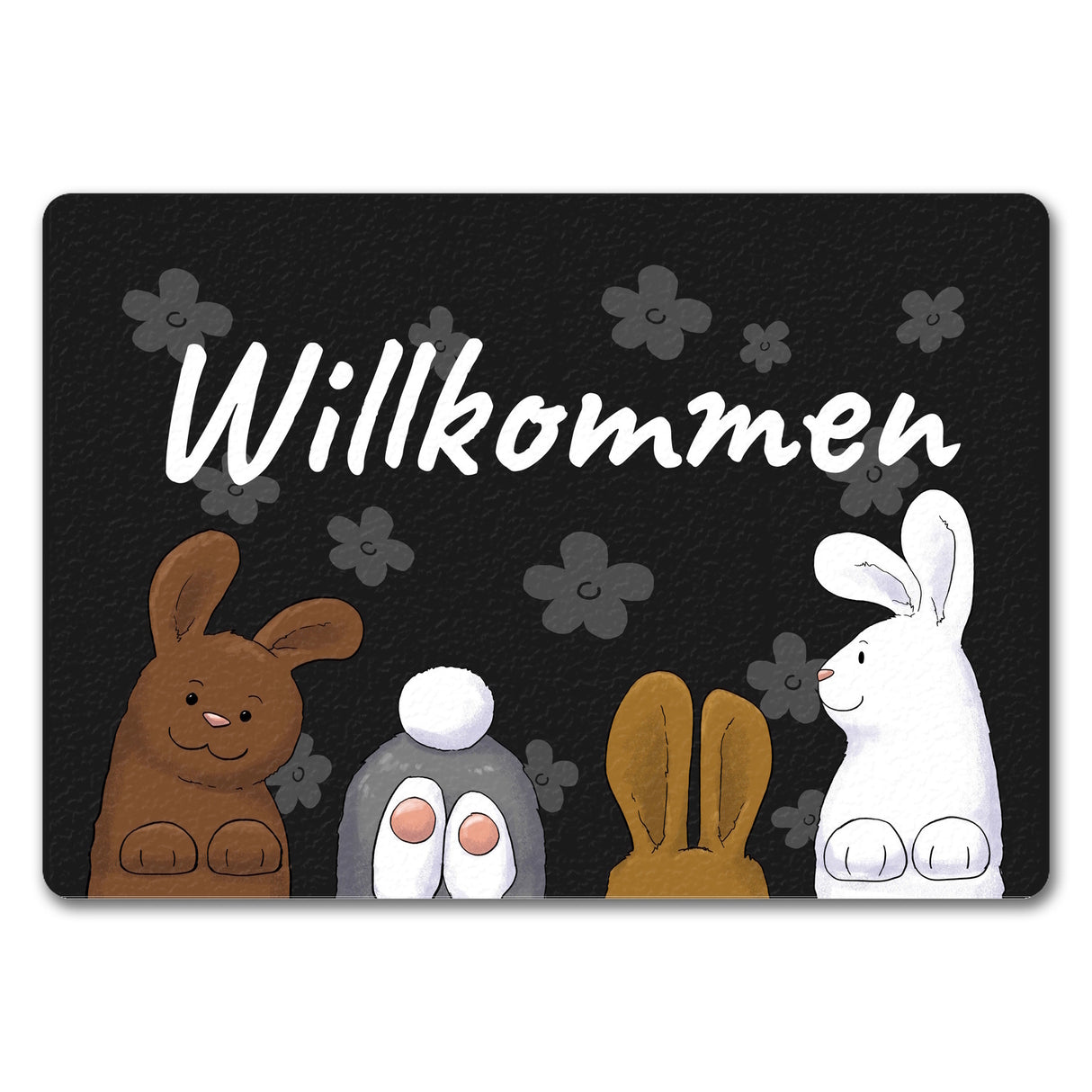 Willkommen Fußmatte mit lustigem Hasen-Motiv
