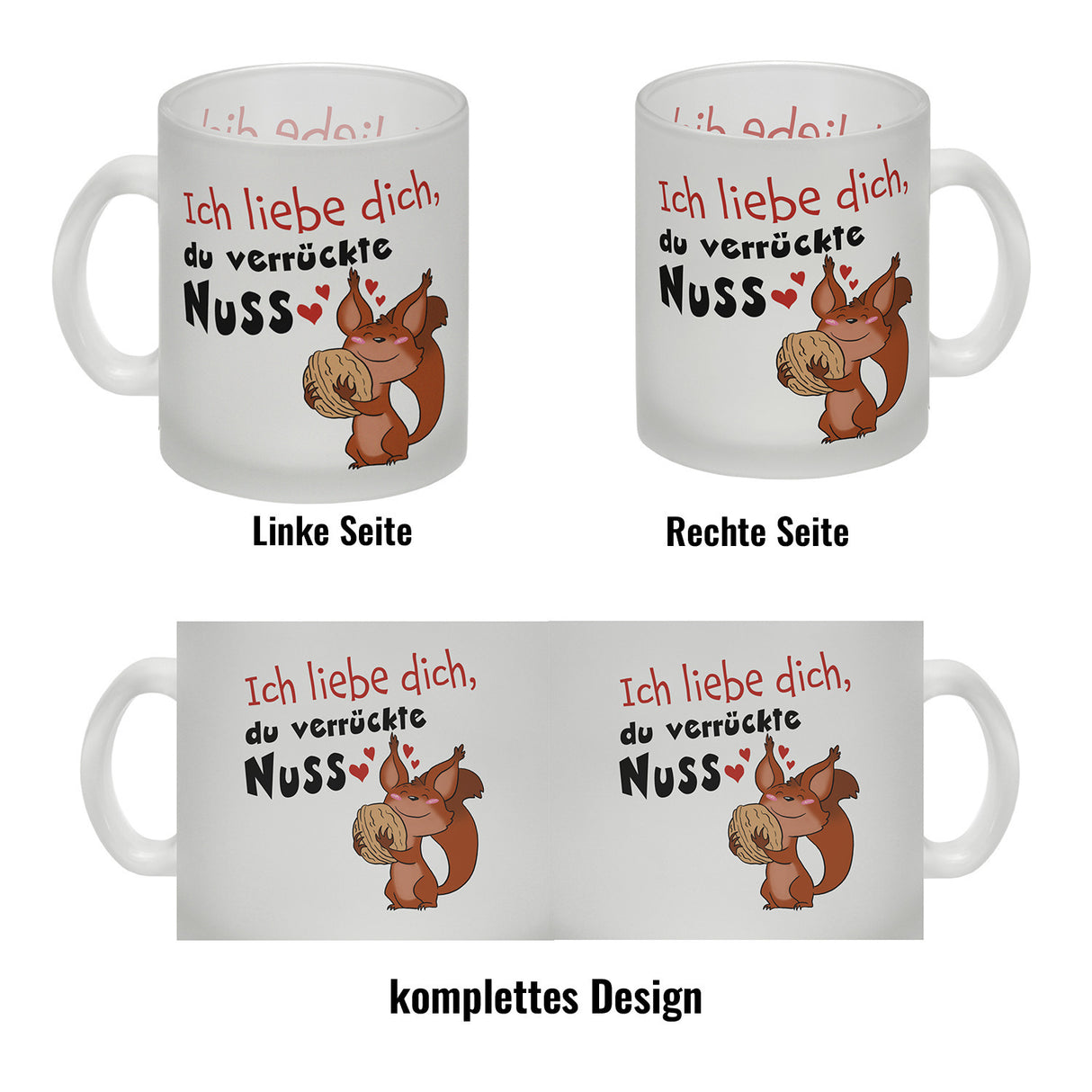 Ich liebe dich verrückte Nuss Kaffeebecher mit süßem Eichhörnchen