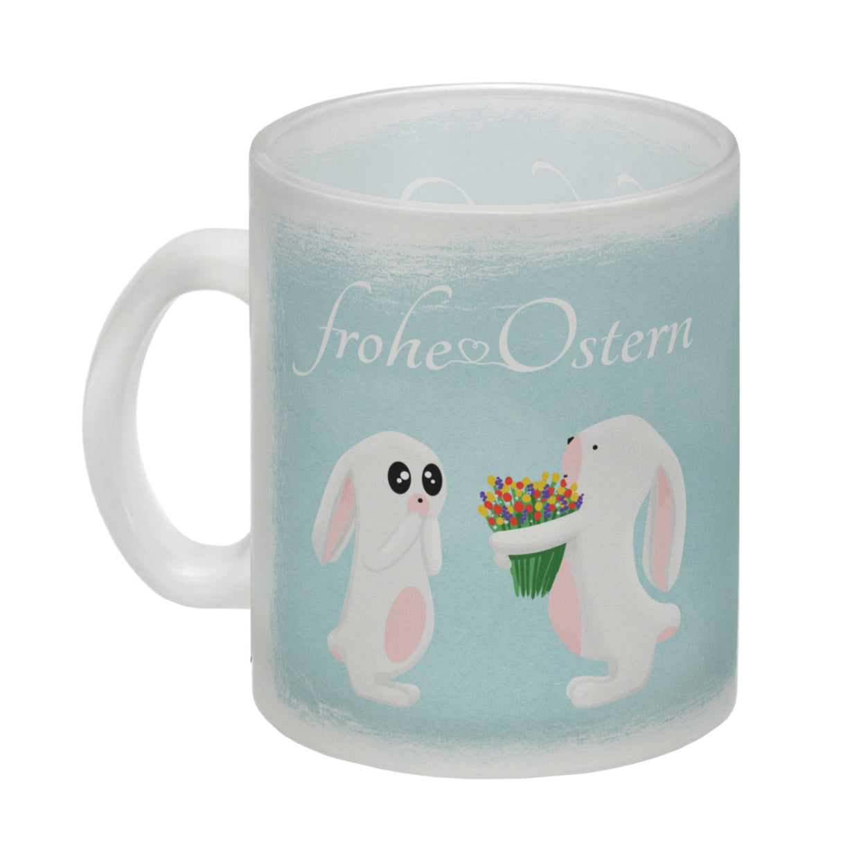 Frohe Ostern Kaffeebecher mit süßen Häschen