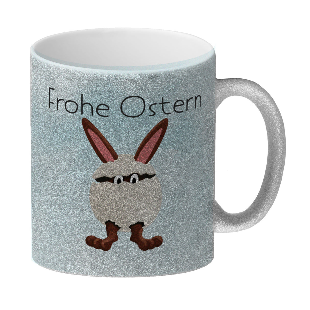 Frohe Ostern Kaffeebecher mit lustigem Osterhasen in Eierschale