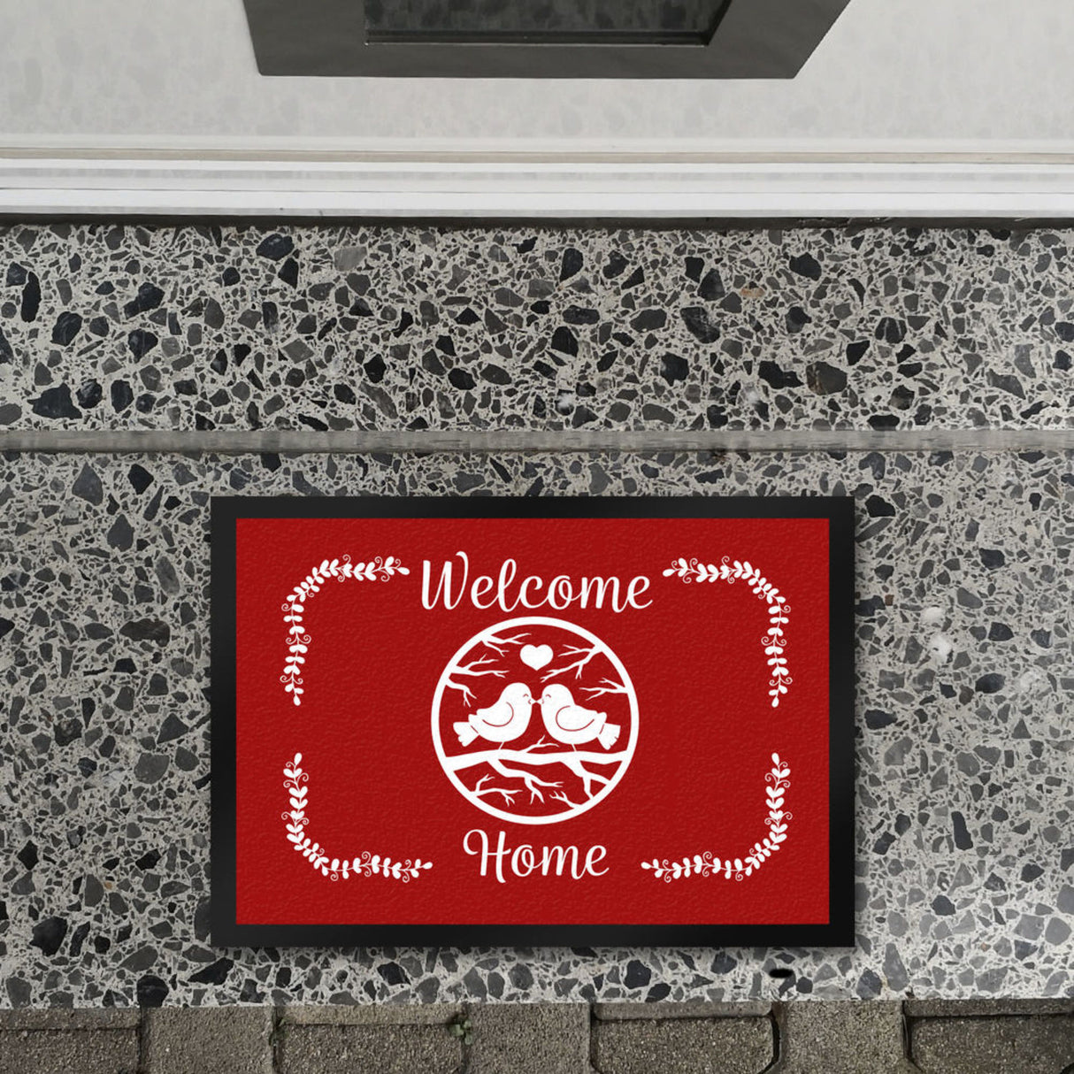 Welcome Home Fußmatte mit niedlichen Vögeln