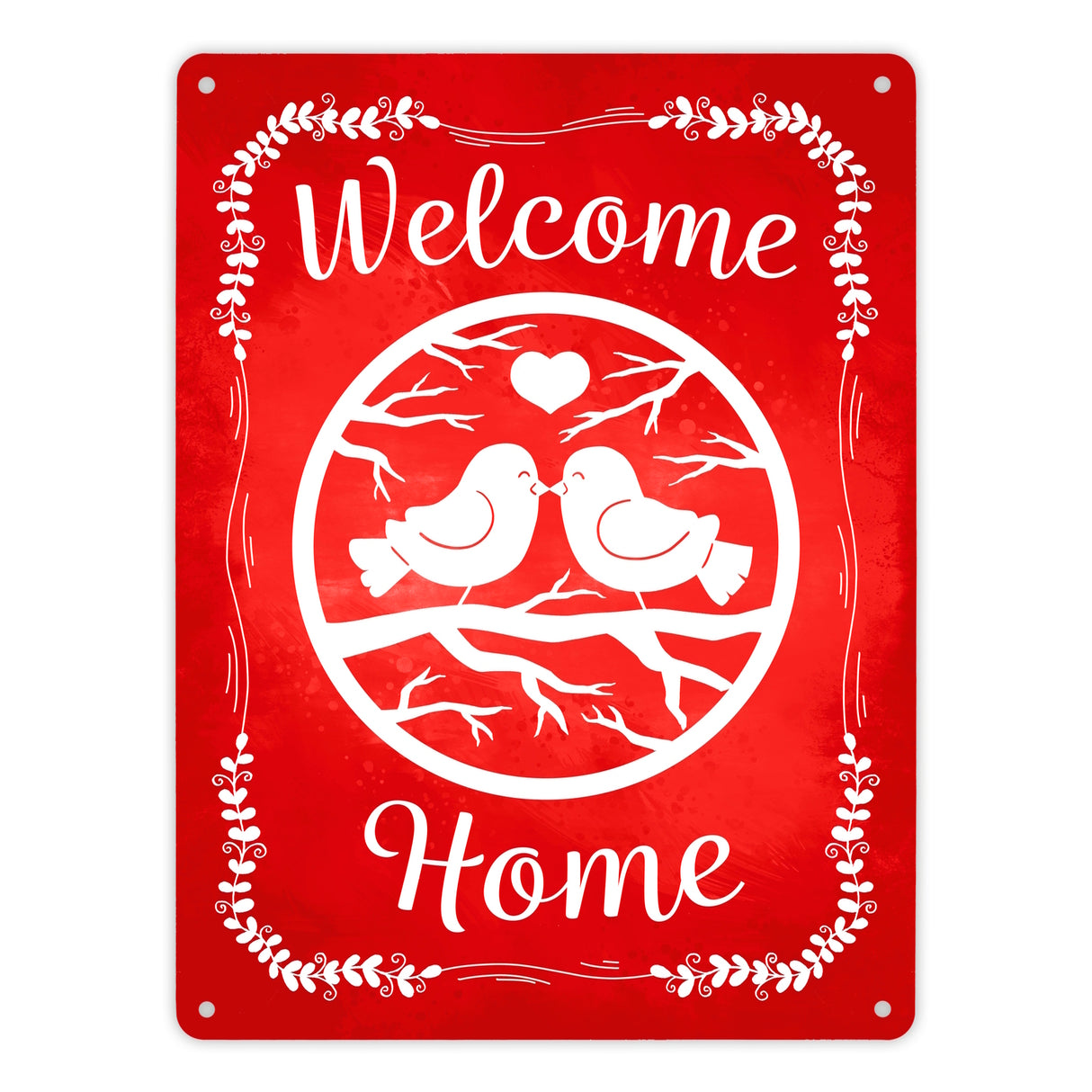 Welcome Home mit niedlichen Vögeln Metallschild