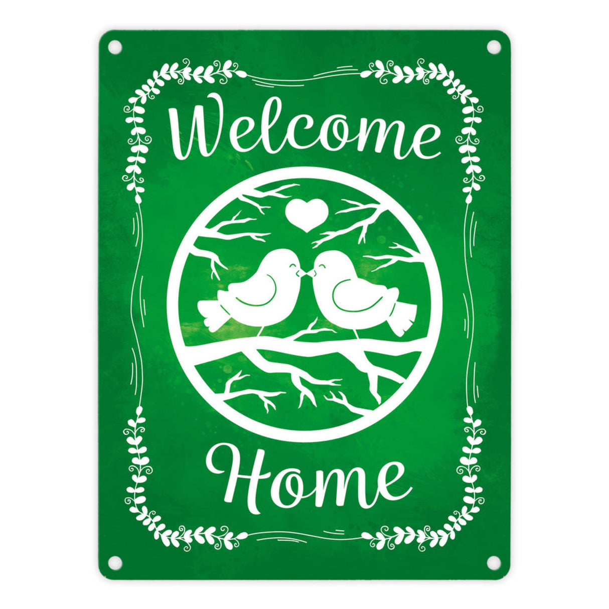 Welcome Home mit niedlichen Vögeln Metallschild