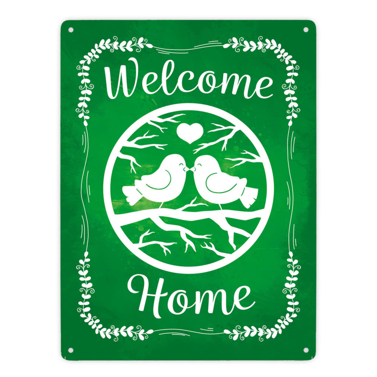 Welcome Home mit niedlichen Vögeln Metallschild