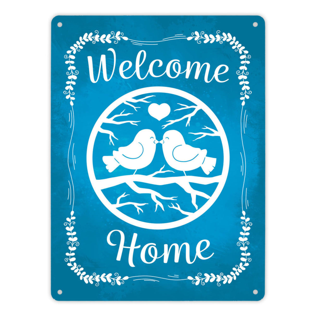 Welcome Home mit niedlichen Vögeln Metallschild