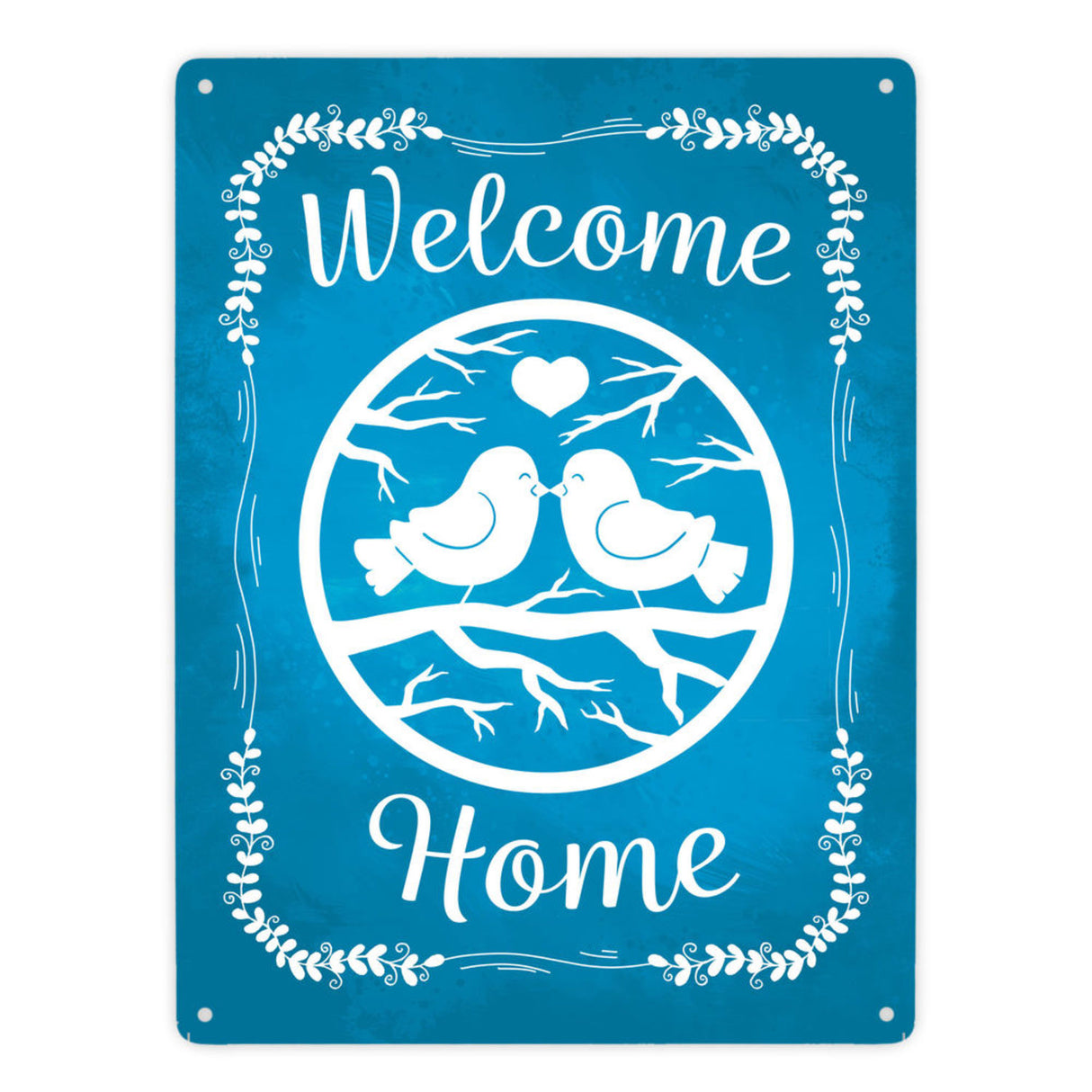 Welcome Home mit niedlichen Vögeln Metallschild
