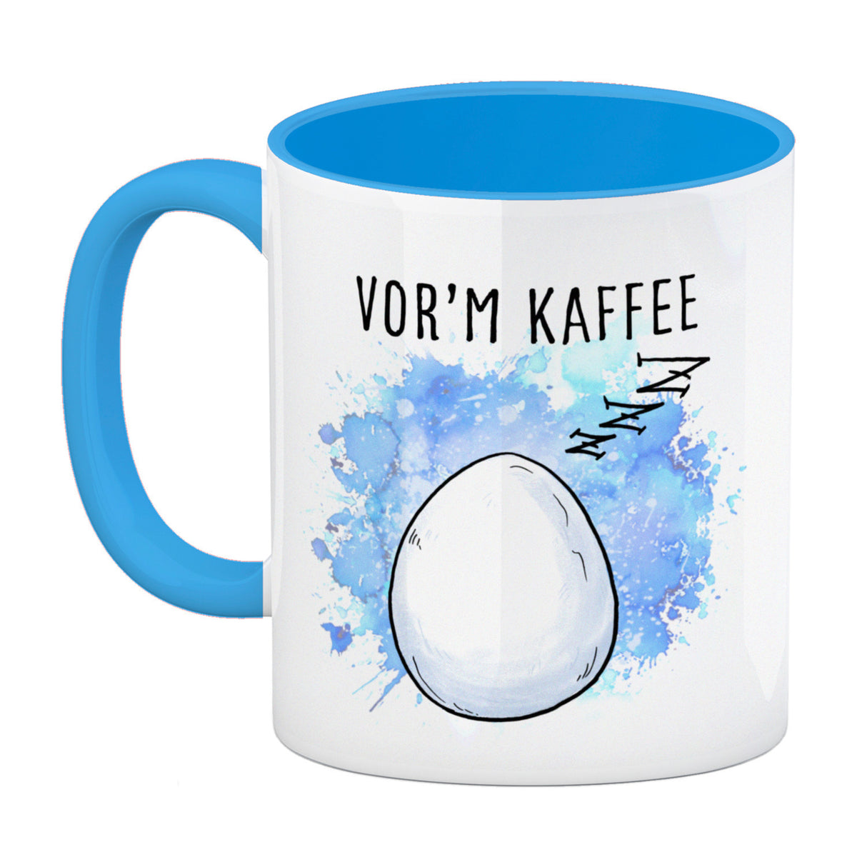 Vor'm Kaffee - nach'm Kaffee Kaffeebecher mit süßem Küken im Ei