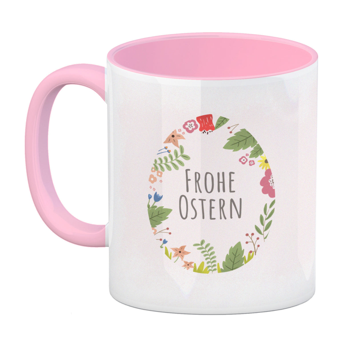 Frohe Ostern Kaffeebecher mit Blumen und Osterei